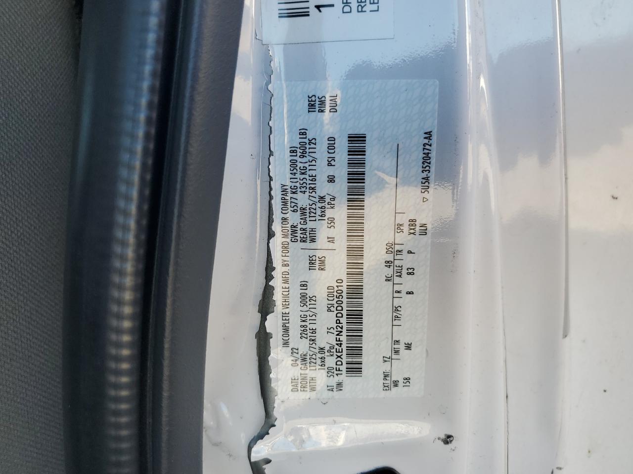 2023 Ford Econoline E450 Super Duty Cutaway Van VIN: 1FDXE4FN2PDD05010 Lot: 87379065