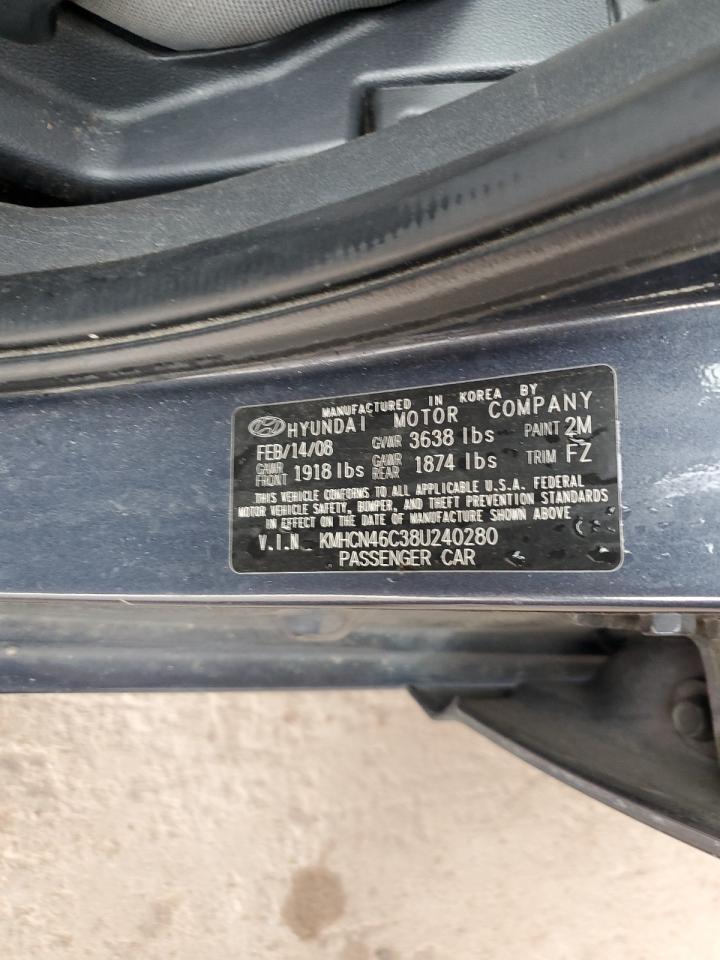 2008 Hyundai Accent Gls VIN: KMHCN46C38U240280 Lot: 85697305