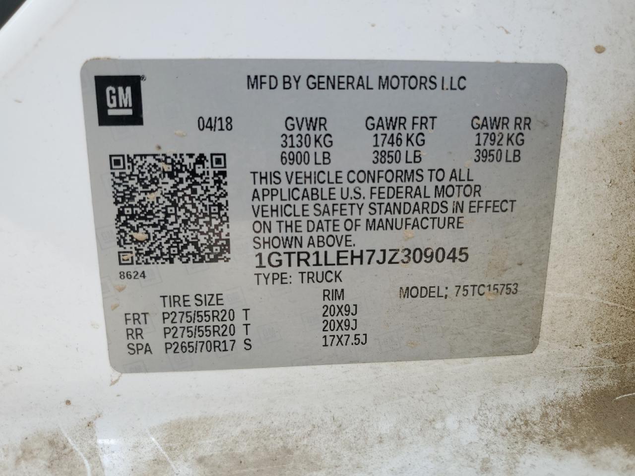 2018 GMC Sierra C1500 VIN: 1GTR1LEH7JZ309045 Lot: 90946035