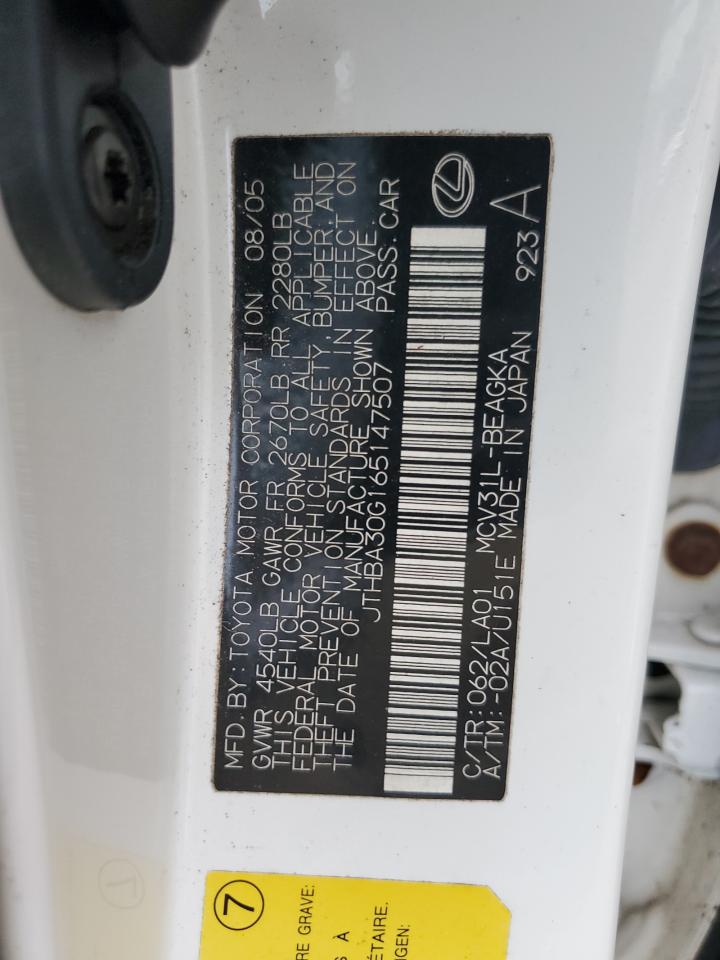 2006 Lexus Es 330 VIN: JTHBA30G165147507 Lot: 84257245