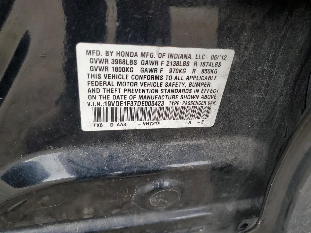 2013 Acura Ilx 20 VIN: 19VDE1F37DE005423 Lot: 85398015