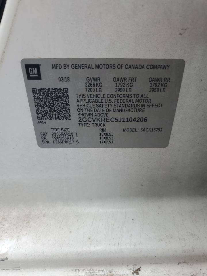 2018 Chevrolet Silverado K1500 Lt VIN: 2GCVKREC5J1104206 Lot: 82701045