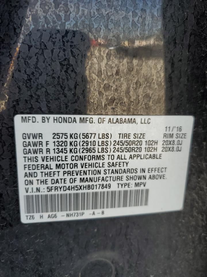 2017 Acura Mdx Technology VIN: 5FRYD4H5XHB017849 Lot: 81681375