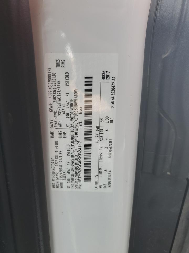 2019 Ford Transit T-250 VIN: 1FTYR2CG8KKB24117 Lot: 84599965