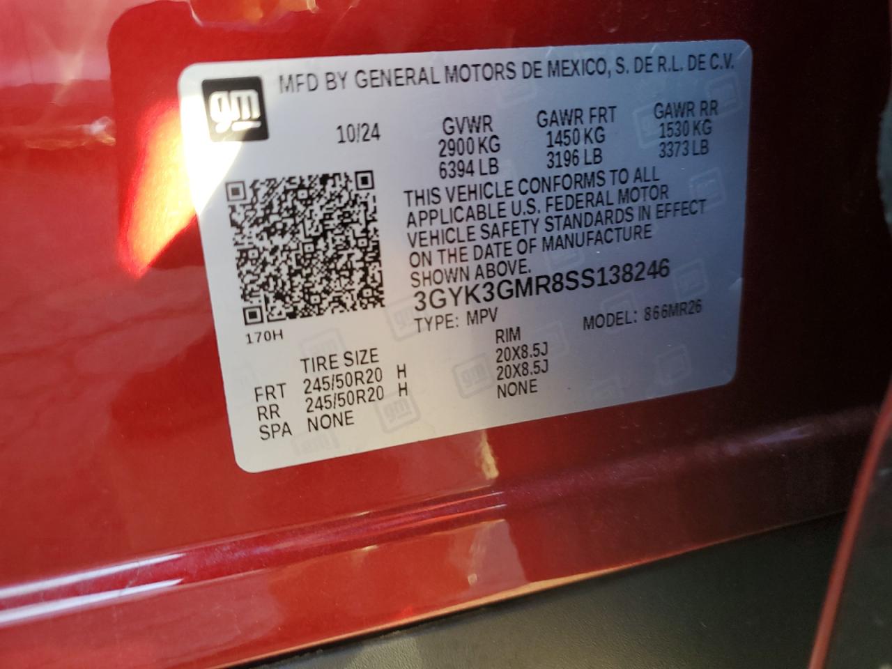 2025 Cadillac Optiq Sport VIN: 3GYK3GMR8SS138246 Lot: 85300215