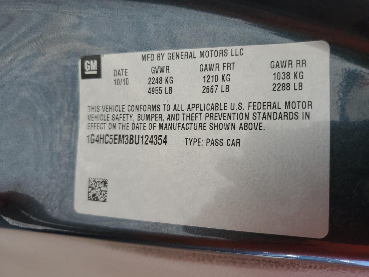 2011 Buick Lucerne Cxl VIN: 1G4HC5EM3BU124354 Lot: 87379825