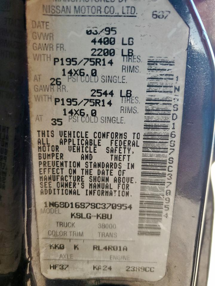 1995 Nissan Truck King Cab Xe VIN: 1N6SD16S7SC370954 Lot: 86219785