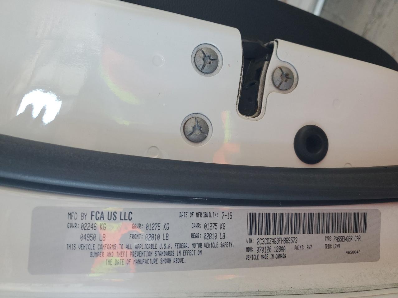 2015 Dodge Challenger Sxt VIN: 2C3CDZAG3FH869573 Lot: 84985395