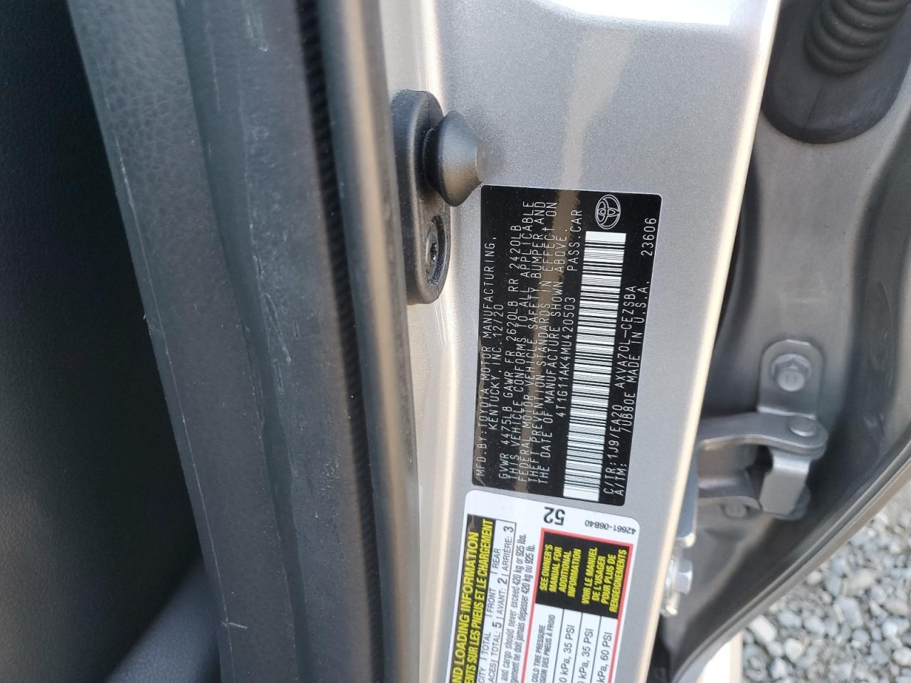 2021 Toyota Camry Se VIN: 4T1G11AK4MU420503 Lot: 82599645