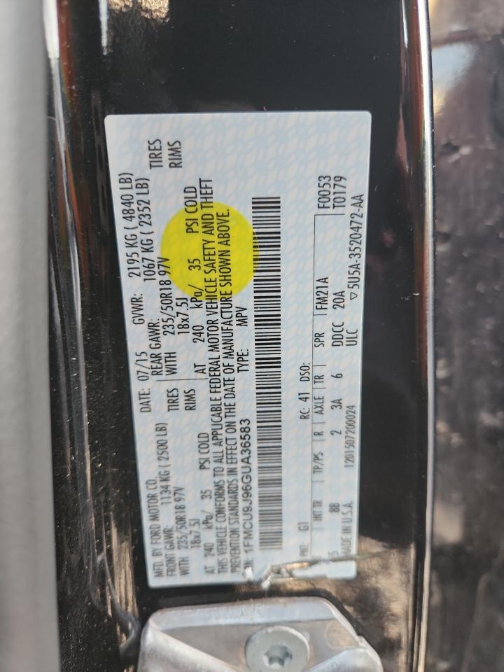 2016 Ford Escape Titanium VIN: 1FMCU9J96GUA36583 Lot: 86998425