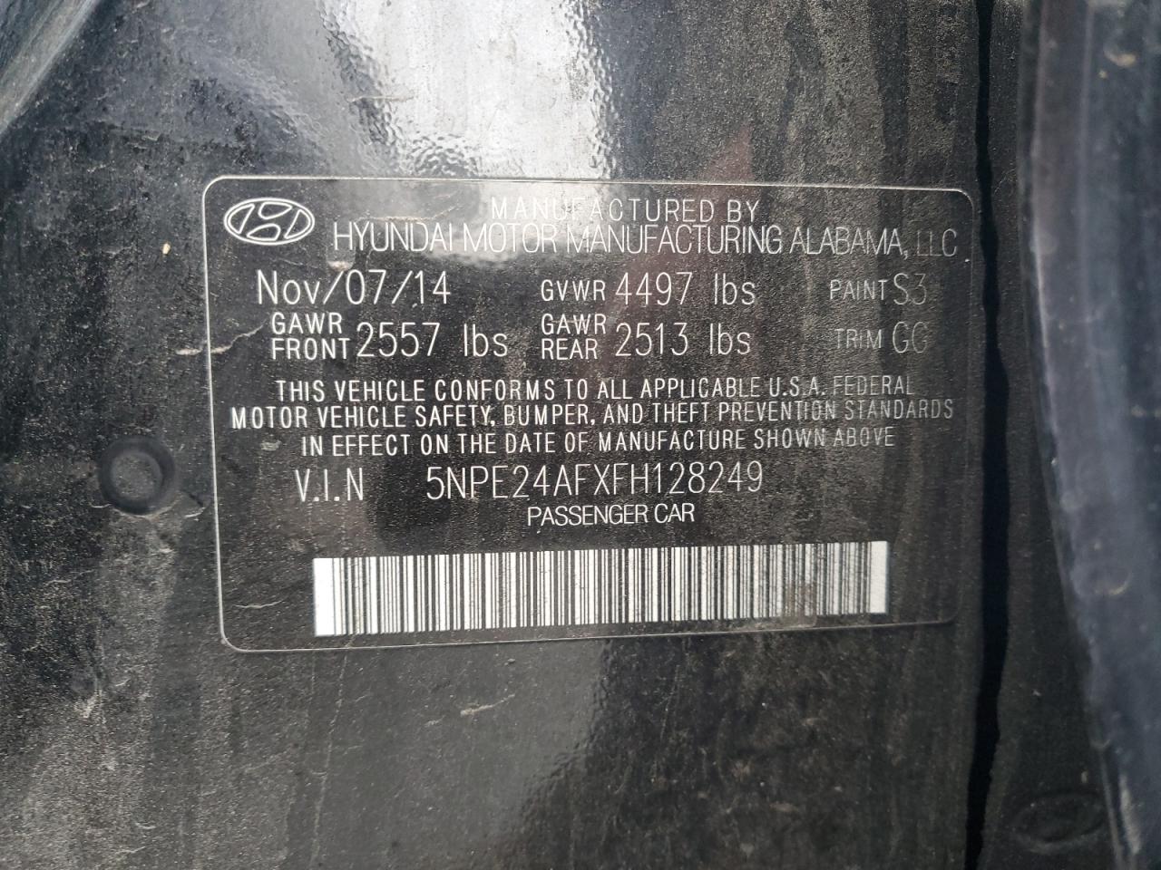 2015 Hyundai Sonata Se VIN: 5NPE24AFXFH128249 Lot: 86224895