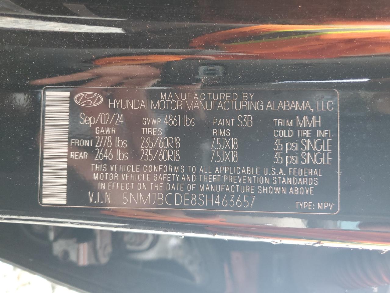 2025 Hyundai Tucson Sel VIN: 5NMJBCDE8SH463657 Lot: 84915135