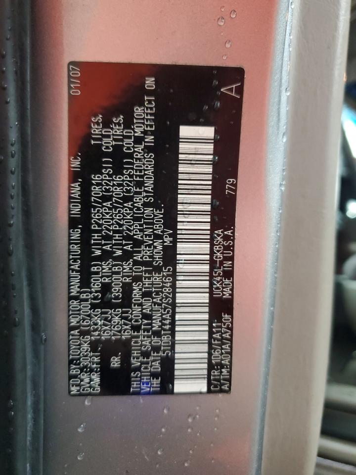 2007 Toyota Sequoia Sr5 VIN: 5TDBT44A57S284615 Lot: 84522895