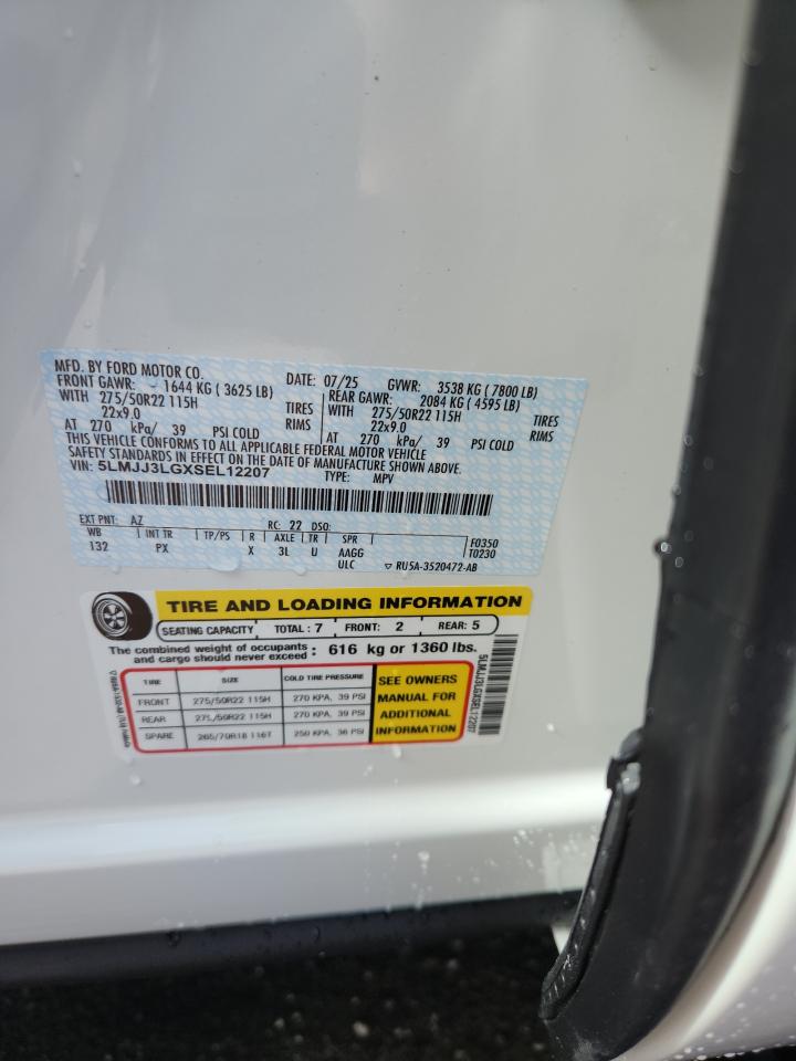 2025 Lincoln Navigator L Reserve VIN: 5LMJJ3LGXSEL12207 Lot: 87079765