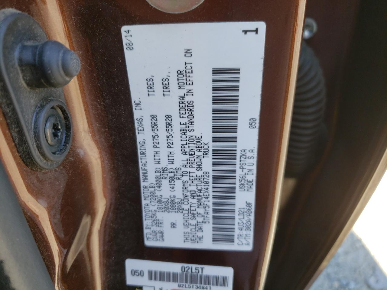 2014 Toyota Tundra Crewmax Platinum VIN: 5TFAY5F14EX410728 Lot: 82355595