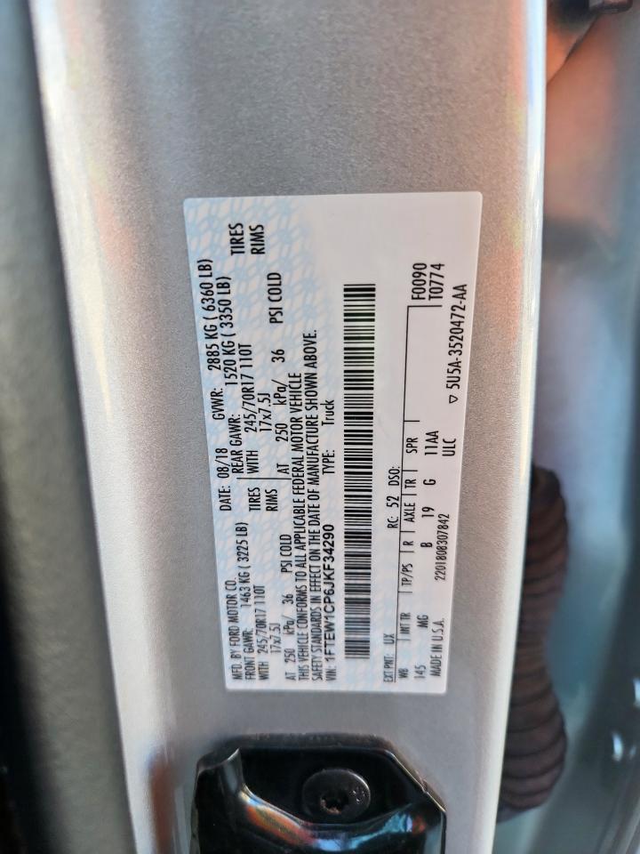 2018 Ford F150 Supercrew VIN: 1FTEW1CP6JKF34290 Lot: 82235685