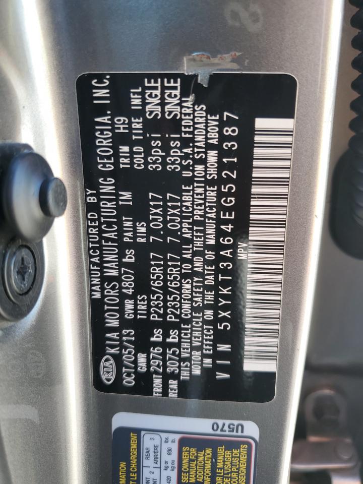 2014 Kia Sorento Lx VIN: 5XYKT3A64EG521387 Lot: 84585285