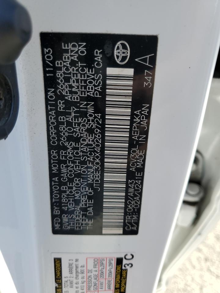 2004 Toyota Camry Le VIN: JTDBE30KX40269724 Lot: 82373625