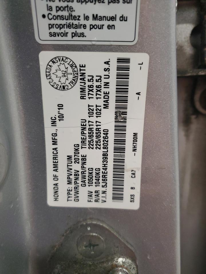 2011 Honda Cr-V Lx VIN: 5J6RE4H39BL802640 Lot: 85502365