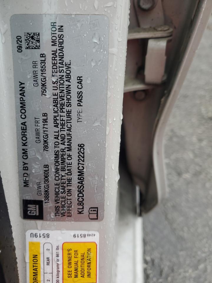 2021 Chevrolet Spark 1Lt VIN: KL8CD6SA6MC722256 Lot: 89821915