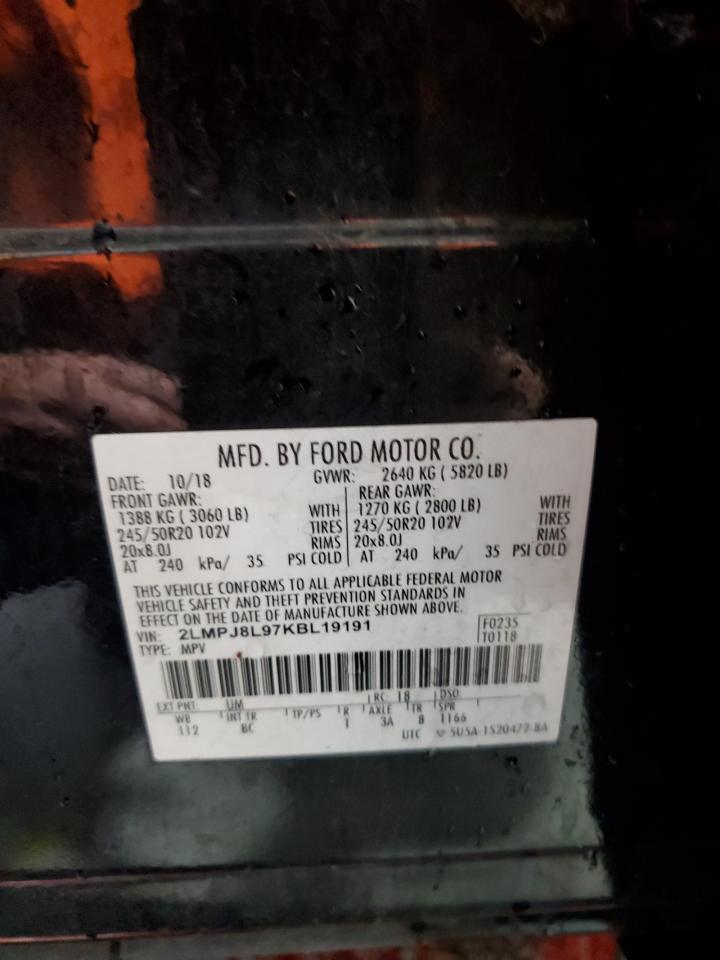 2019 Lincoln Nautilus Reserve VIN: 2LMPJ8L97KBL19191 Lot: 85764135