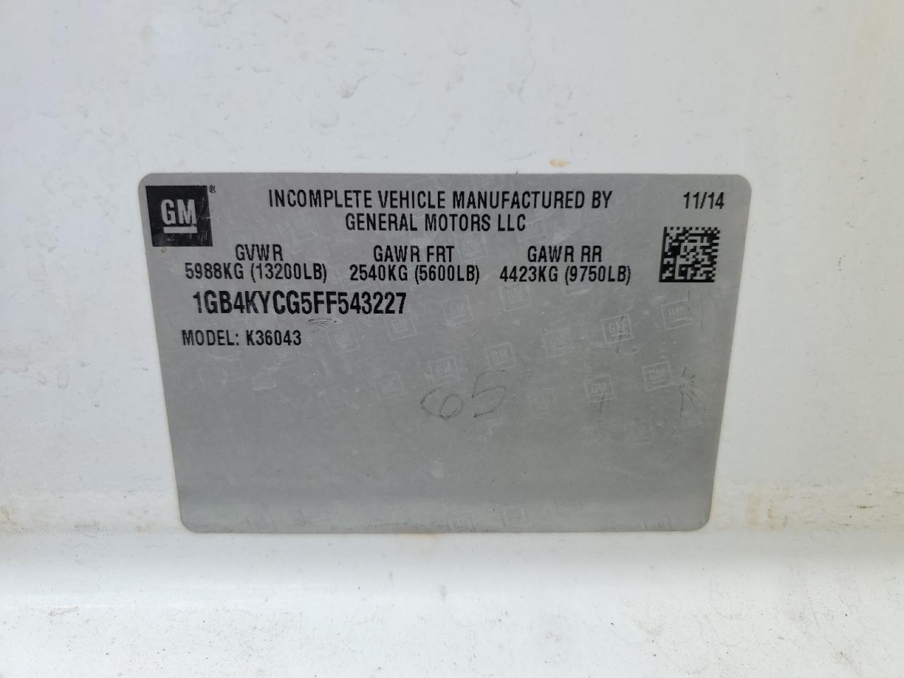 2015 Chevrolet Silverado K3500 VIN: 1GB4KYCG5FF543227 Lot: 83963975