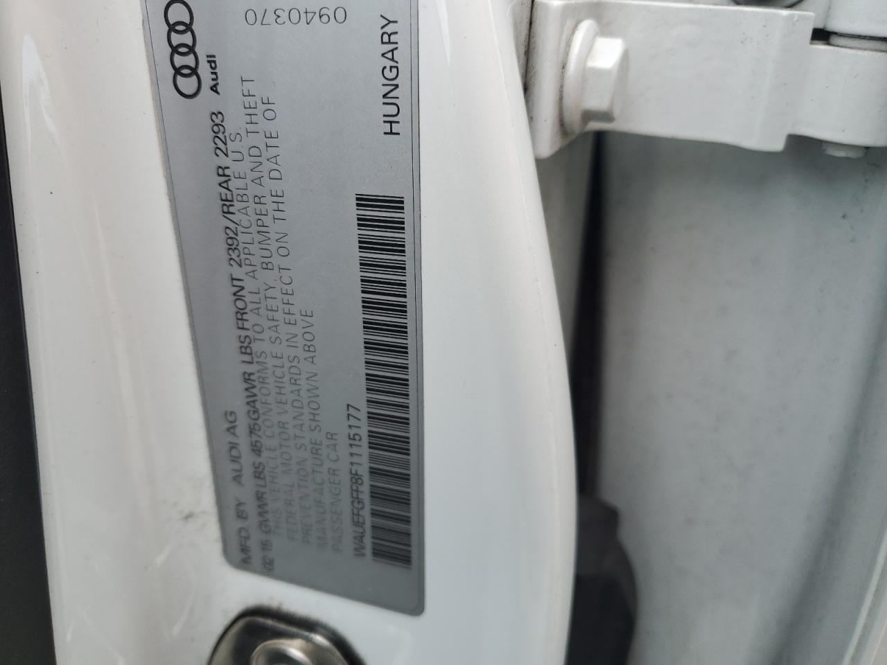 2015 Audi A3 Premium Plus VIN: WAUEFGFF8F1115177 Lot: 82005075