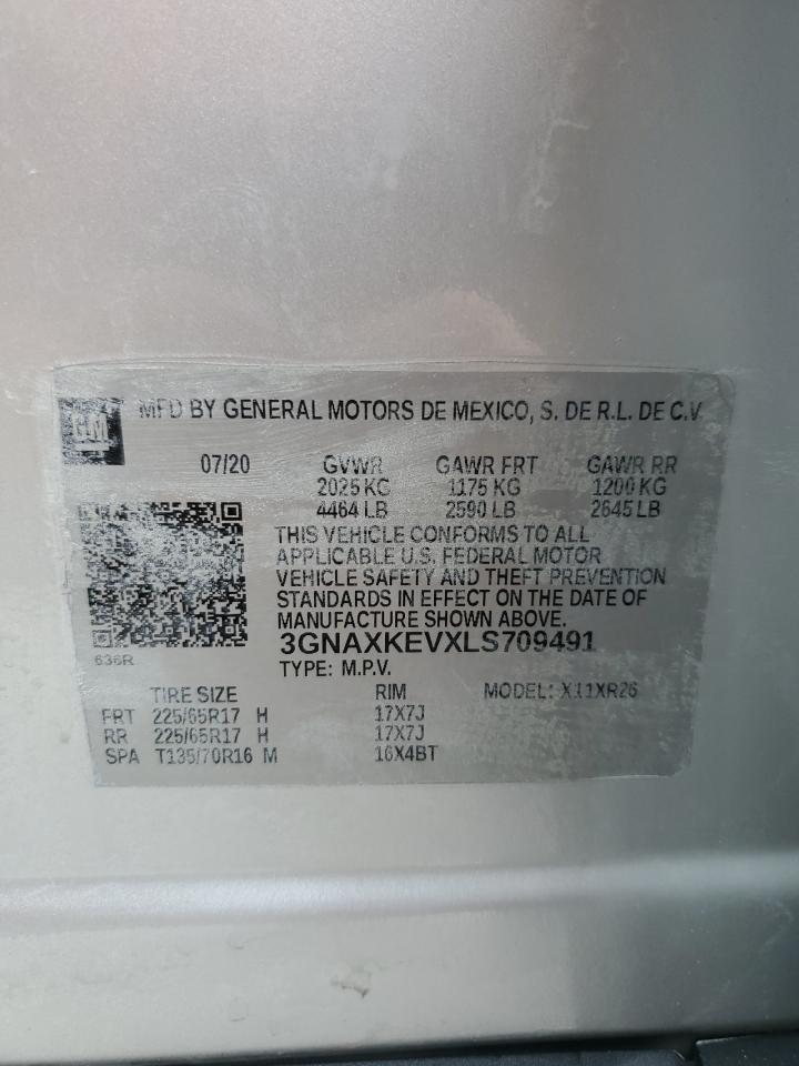 2020 Chevrolet Equinox Lt VIN: 3GNAXKEVXLS709491 Lot: 84359225