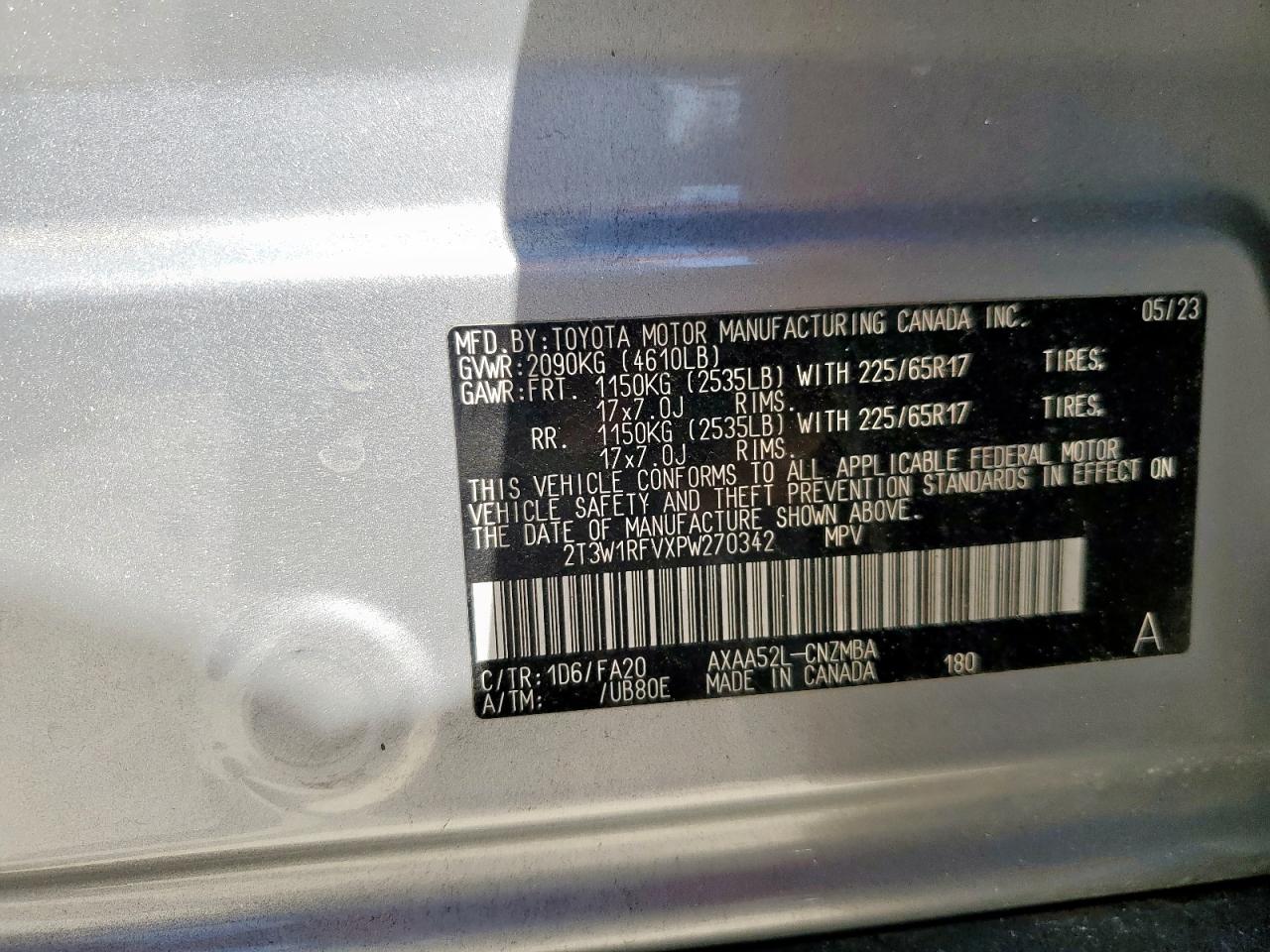 2023 Toyota Rav4 Xle VIN: 2T3W1RFVXPW270342 Lot: 85710895