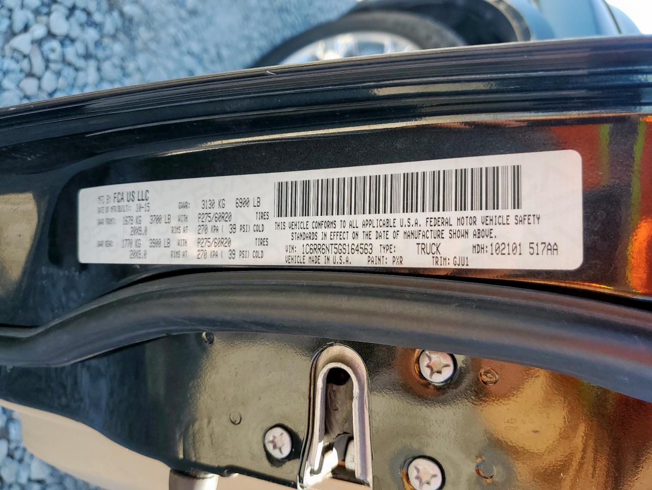 2016 Ram 1500 Laramie VIN: 1C6RR6NT5GS164563 Lot: 90916495