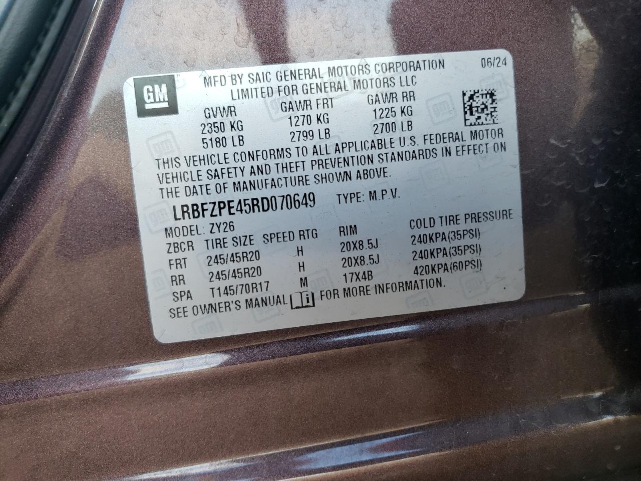 2024 Buick Envision Essence VIN: LRBFZPE45RD070649 Lot: 86687215