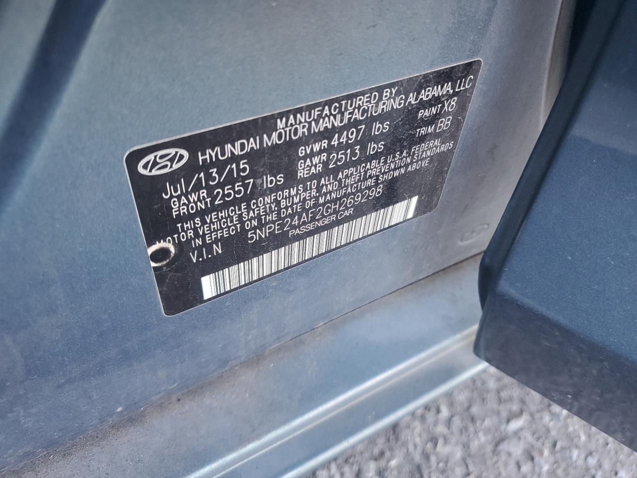 2016 Hyundai Sonata Se VIN: 5NPE24AF2GH269298 Lot: 84775955
