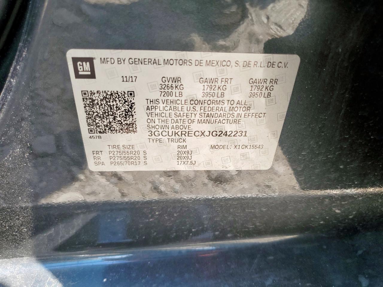 2018 Chevrolet Silverado K1500 Lt VIN: 3GCUKRECXJG242231 Lot: 85351775