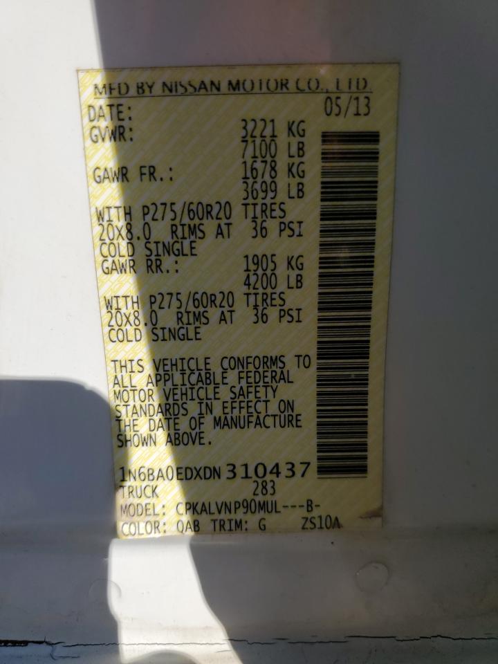 2013 Nissan Titan S VIN: 1N6BA0EDXDN310437 Lot: 82485835