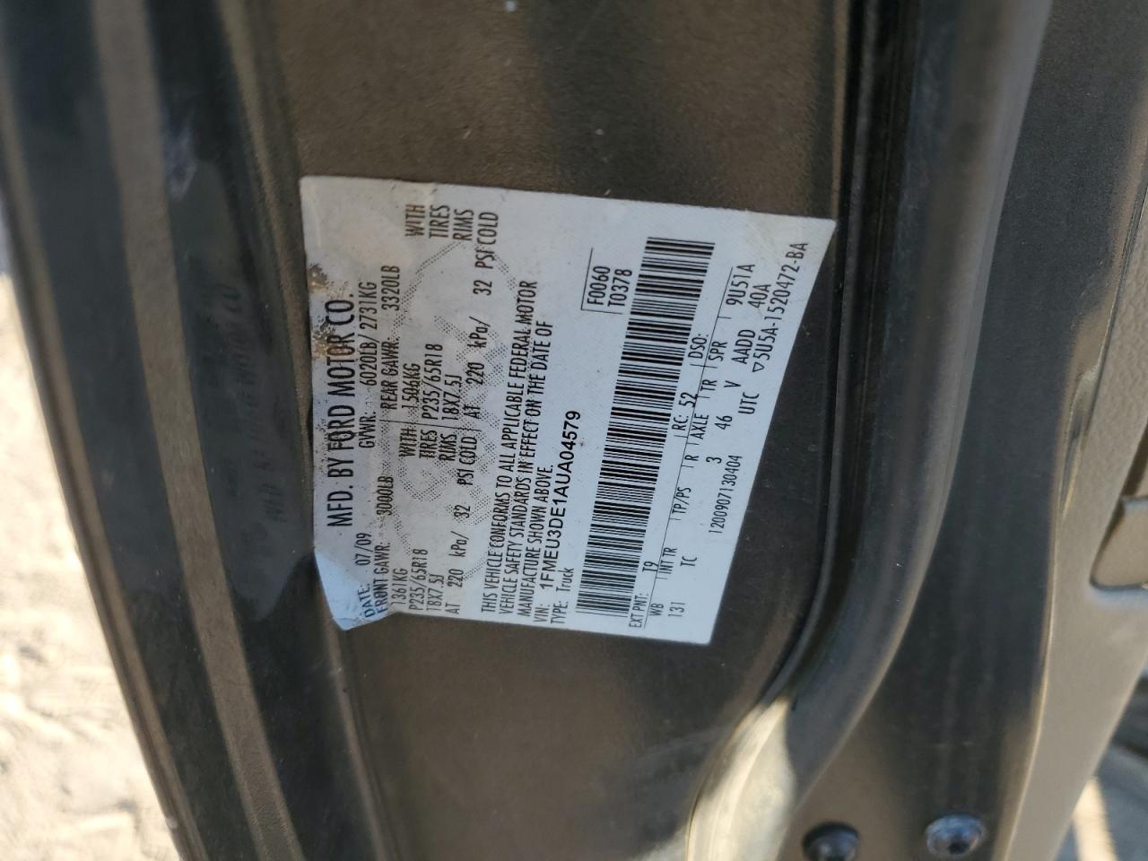 2010 Ford Explorer Sport Trac Limited VIN: 1FMEU3DE1AUA04579 Lot: 82221615