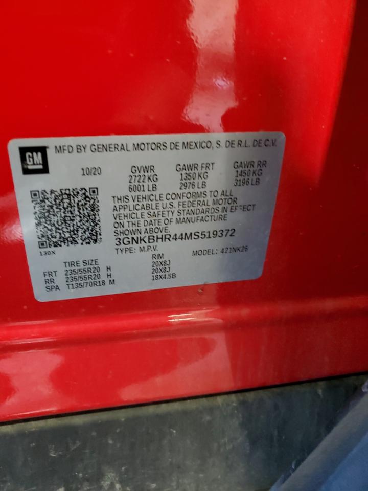 2021 Chevrolet Blazer 2Lt VIN: 3GNKBHR44MS519372 Lot: 85700125