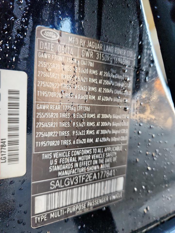 2014 Land Rover Range Rover Autobiography VIN: SALGV3TF2EA177841 Lot: 86066705