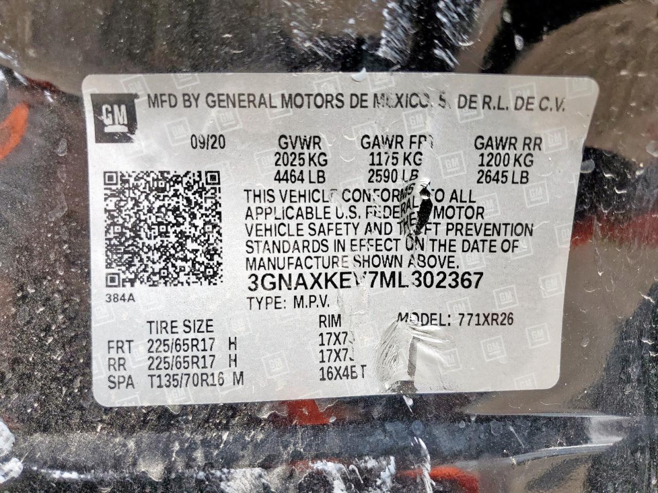 2021 Chevrolet Equinox Lt VIN: 3GNAXKEV7ML302367 Lot: 82331515