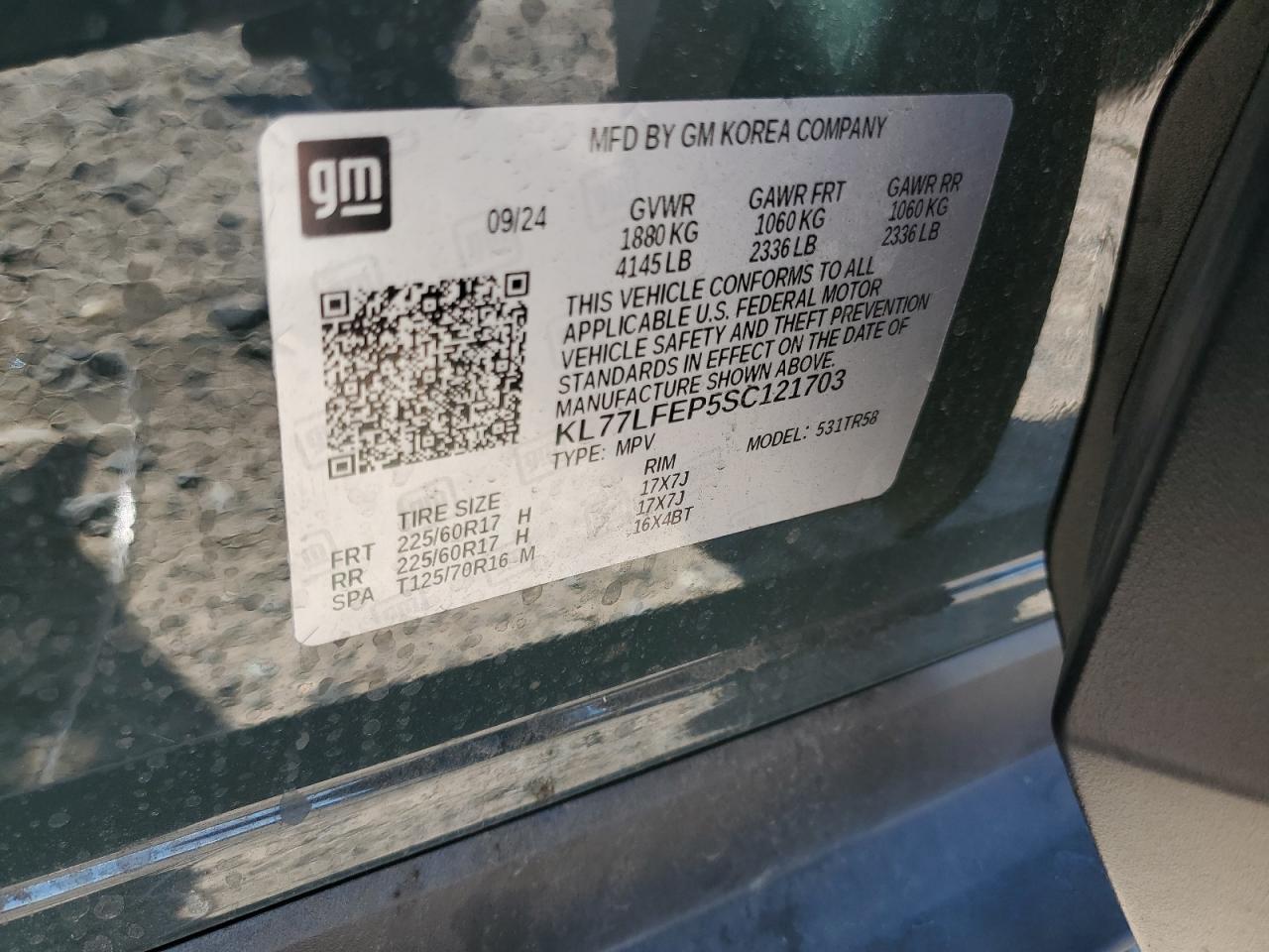 2025 Chevrolet Trax Ls VIN: KL77LFEP5SC121703 Lot: 90264965