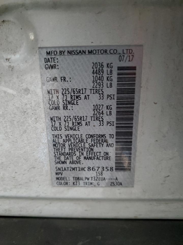 2017 Nissan Rogue S VIN: 5N1AT2MT1HC867358 Lot: 85391075