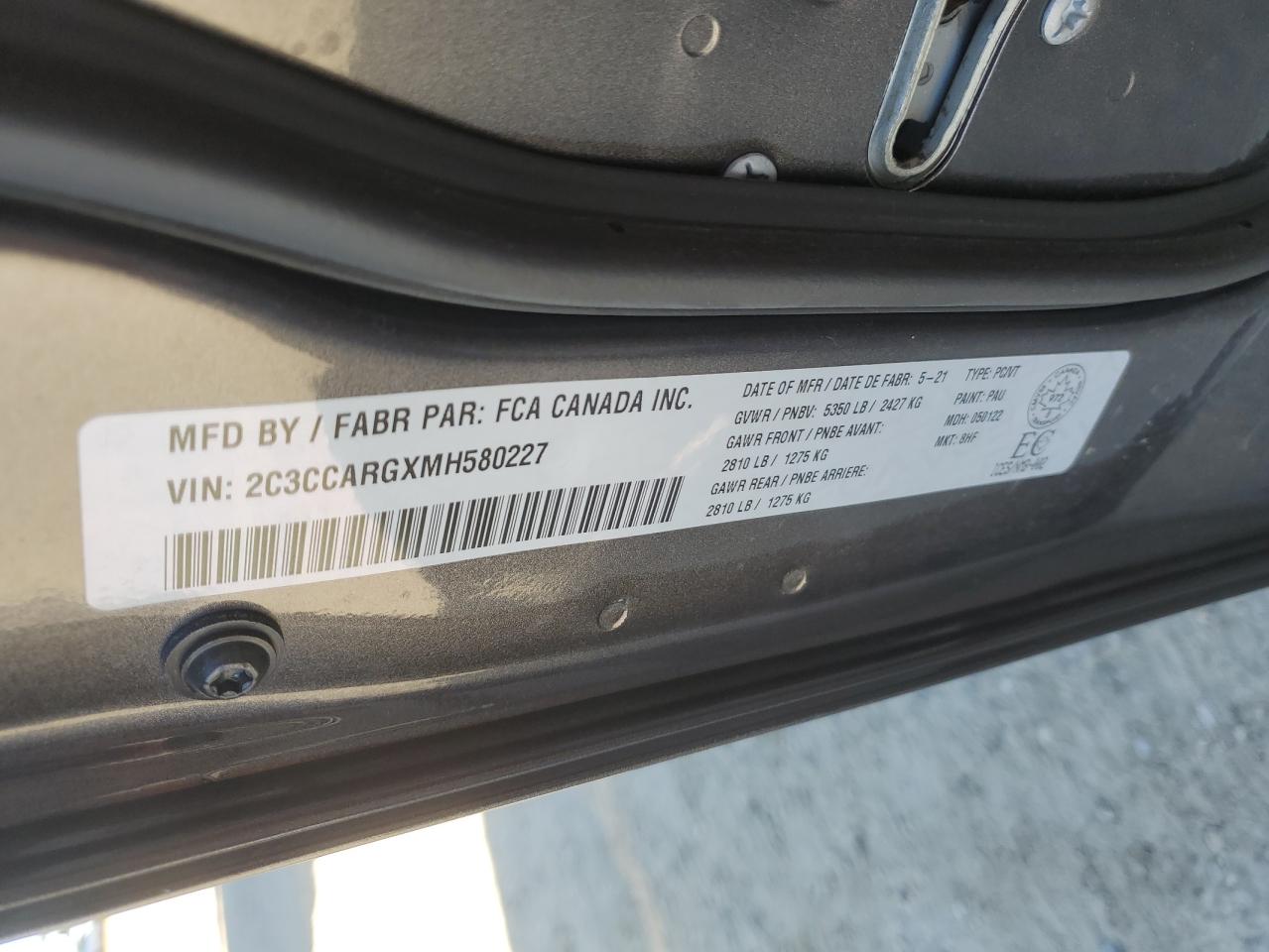 2021 Chrysler 300 Touring VIN: 2C3CCARGXMH580227 Lot: 85883275