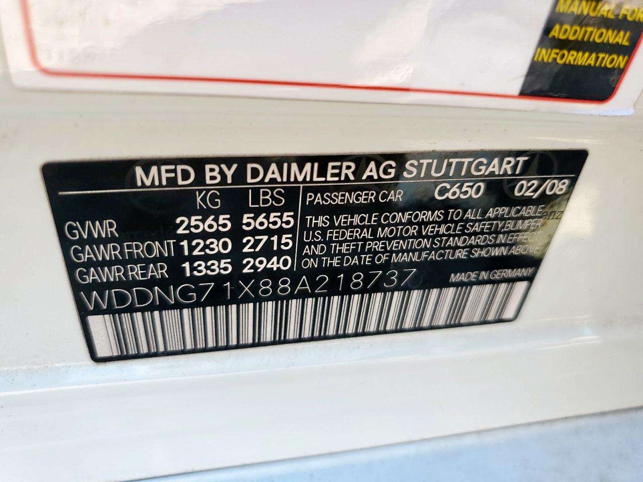 2008 Mercedes-Benz S 550 VIN: WDDNG71X88A218737 Lot: 84908525