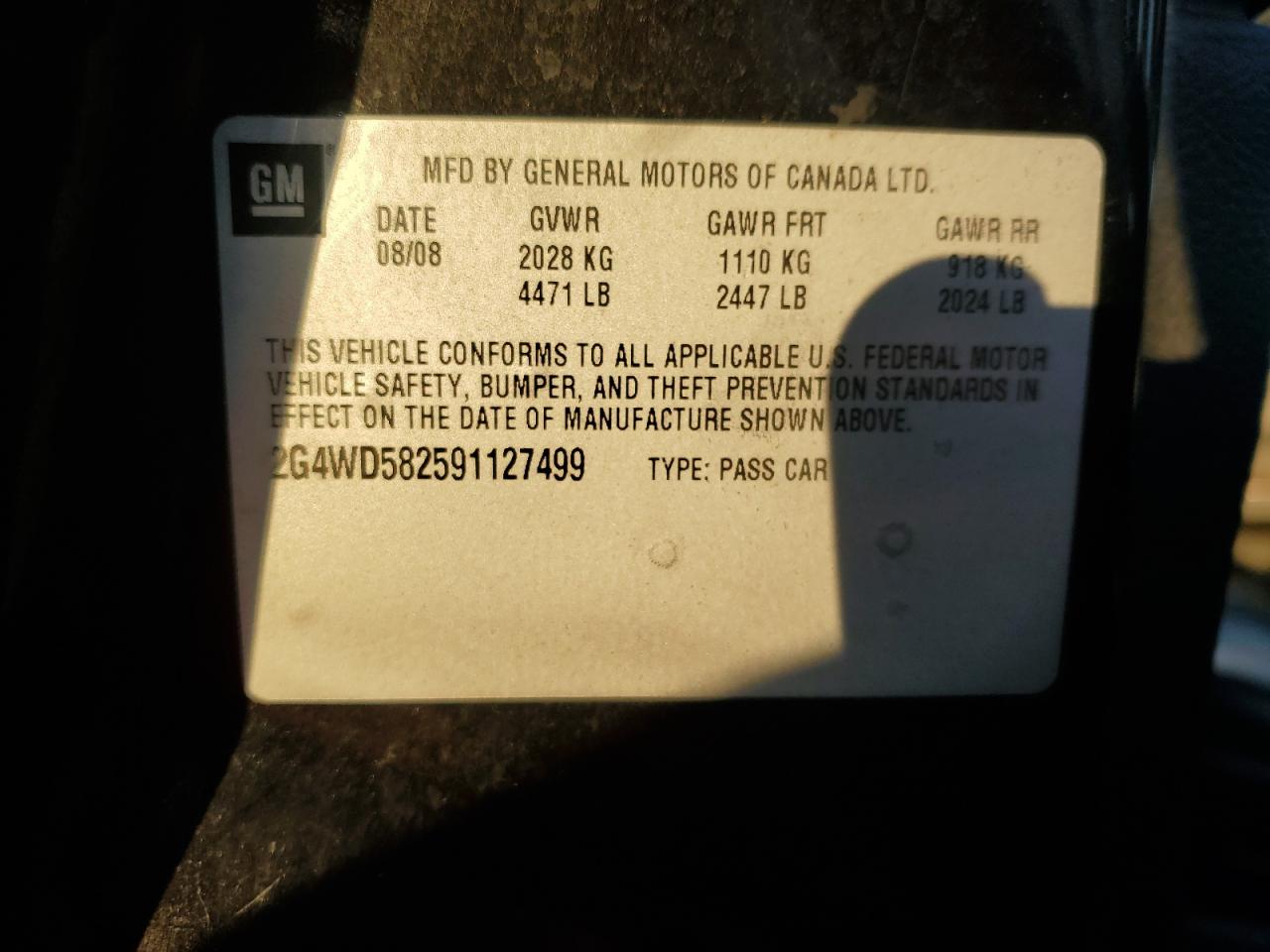 2009 Buick Lacrosse Cxl VIN: 2G4WD582591127499 Lot: 82195875