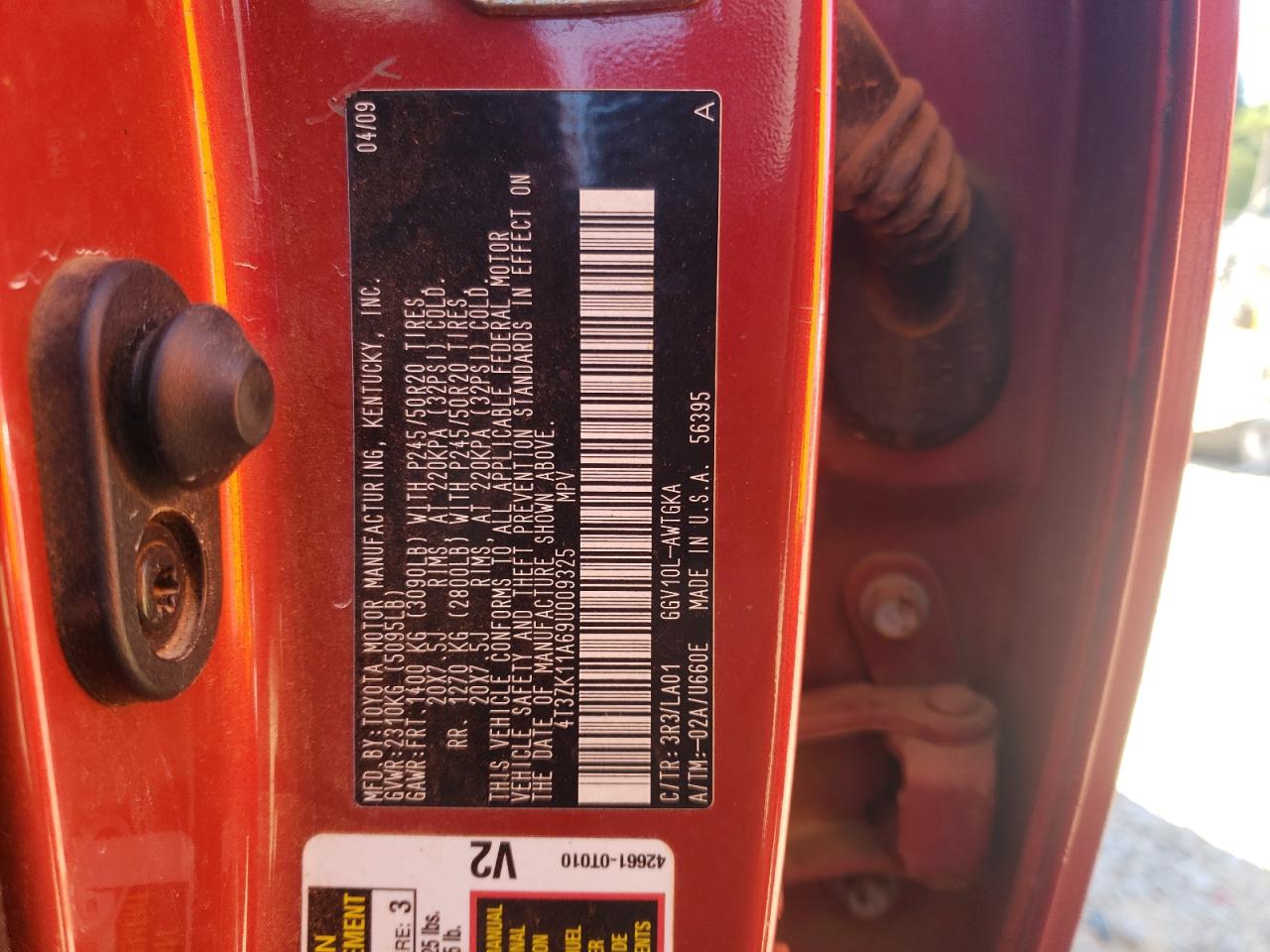 2009 Toyota Venza VIN: 4T3ZK11A69U009325 Lot: 82414195