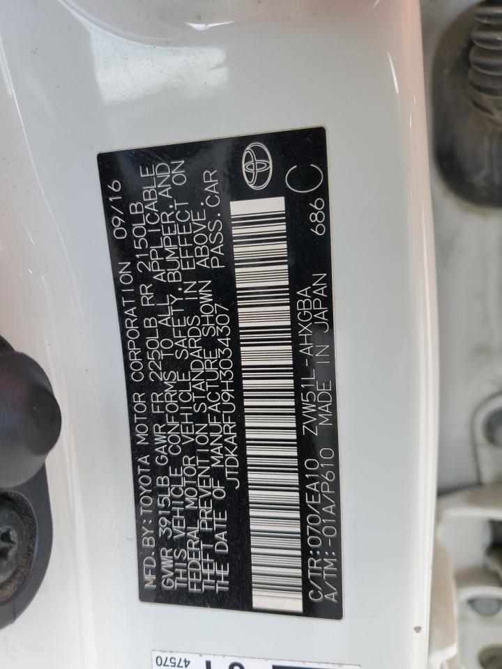 2017 Toyota Prius VIN: JTDKARFU9H3034307 Lot: 89495065