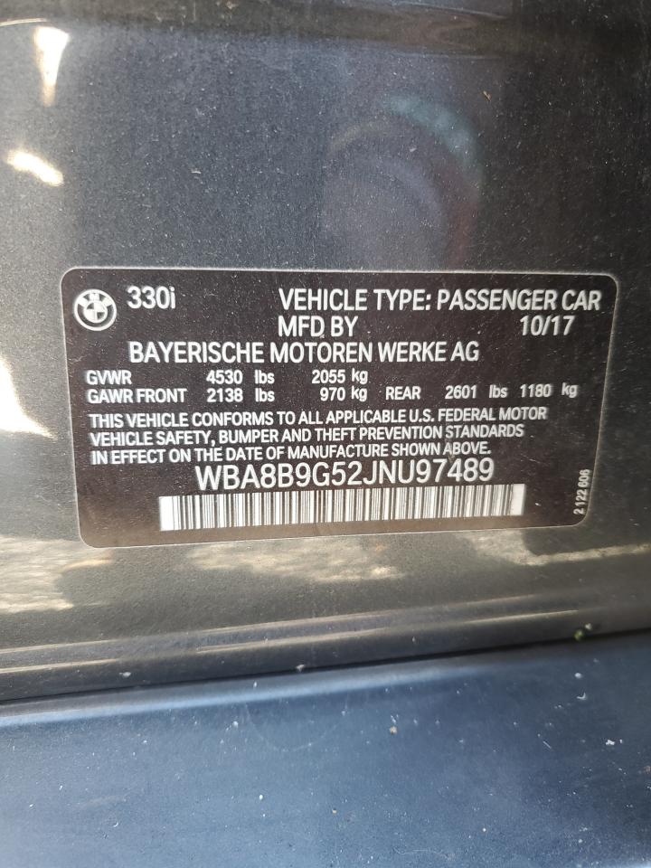 2018 BMW 330 I VIN: WBA8B9G52JNU97489 Lot: 84949435