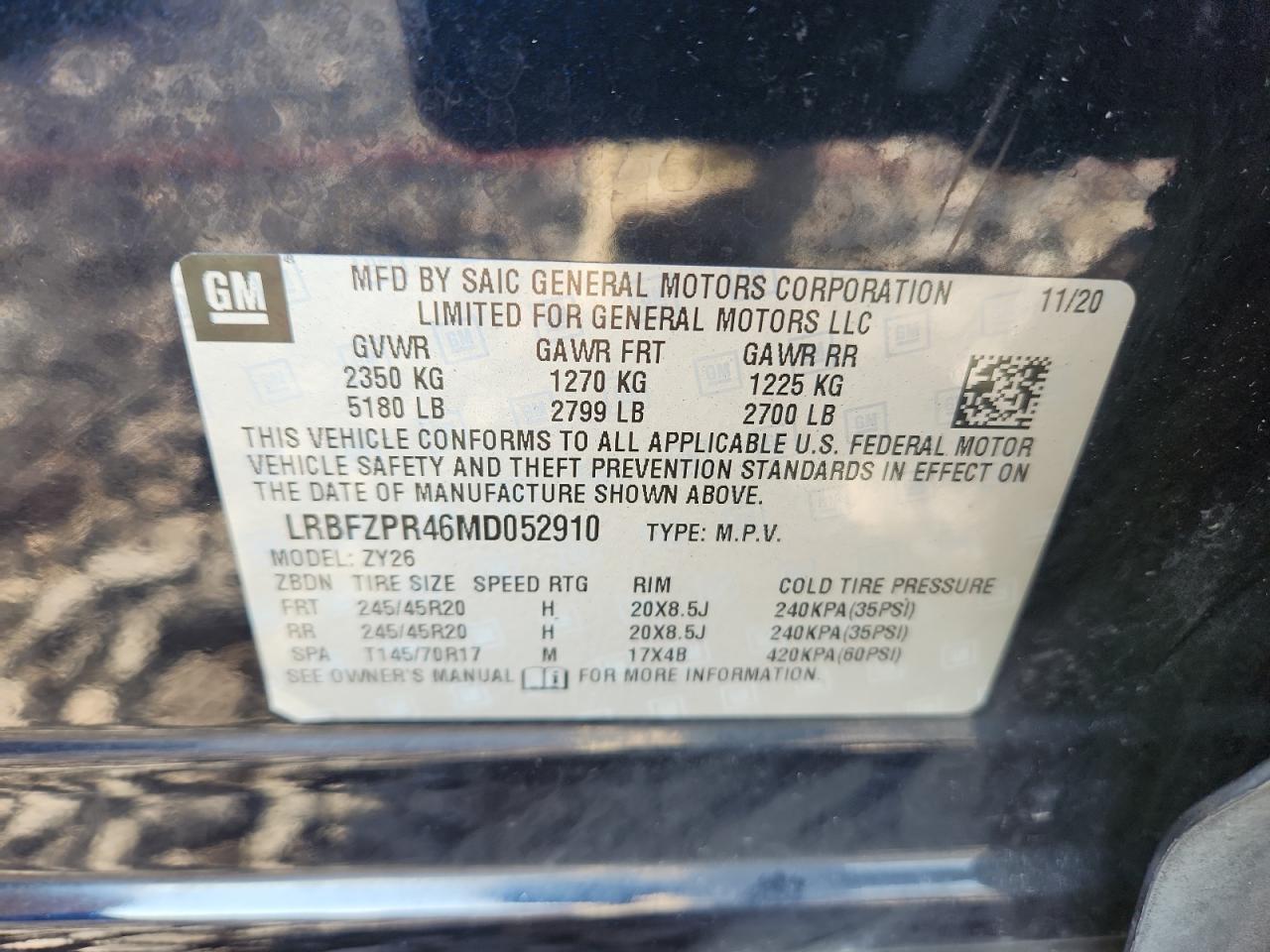 2021 Buick Envision Essence VIN: LRBFZPR46MD052910 Lot: 90900545