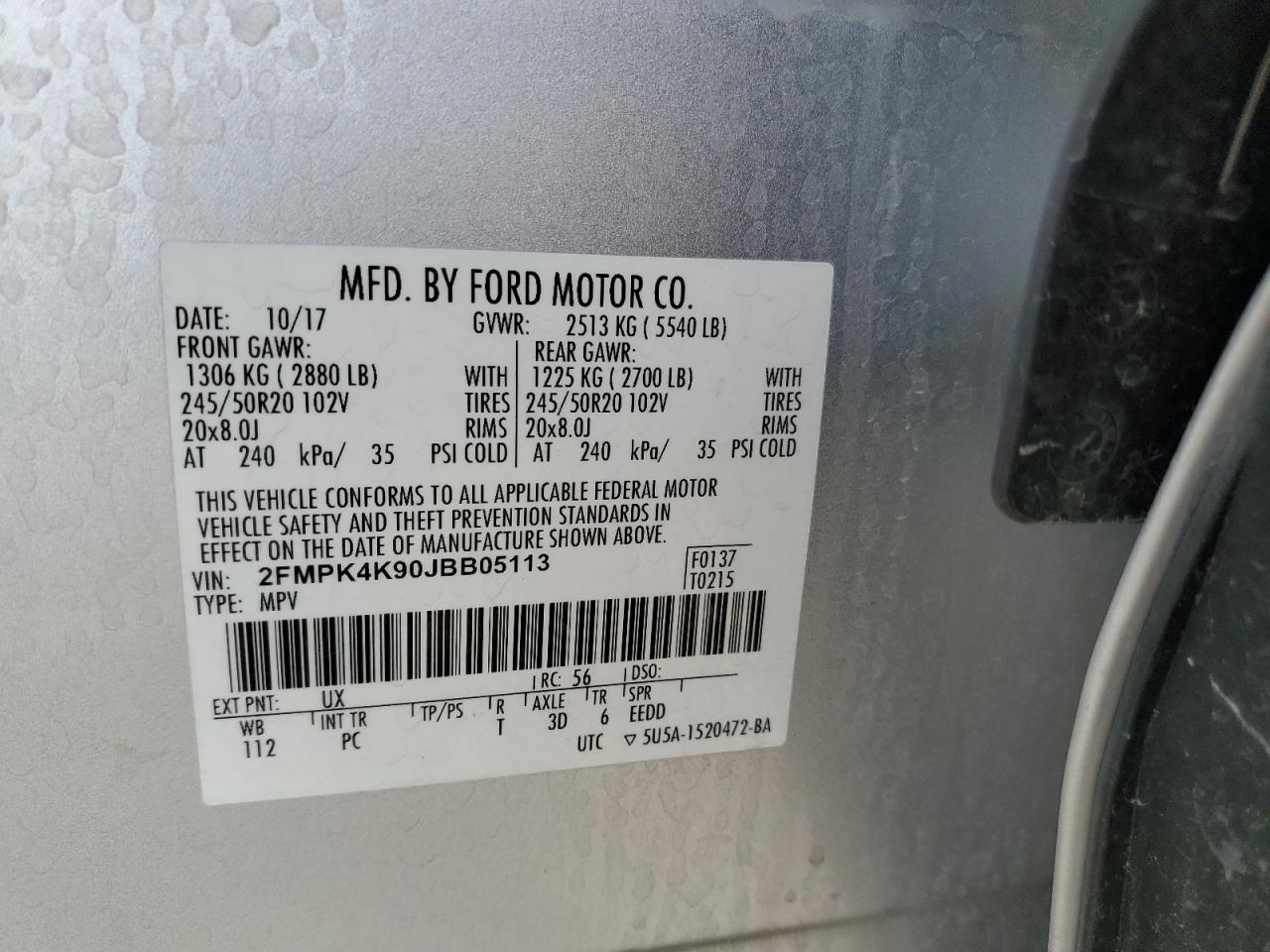 2018 Ford Edge Titanium VIN: 2FMPK4K90JBB05113 Lot: 89686405