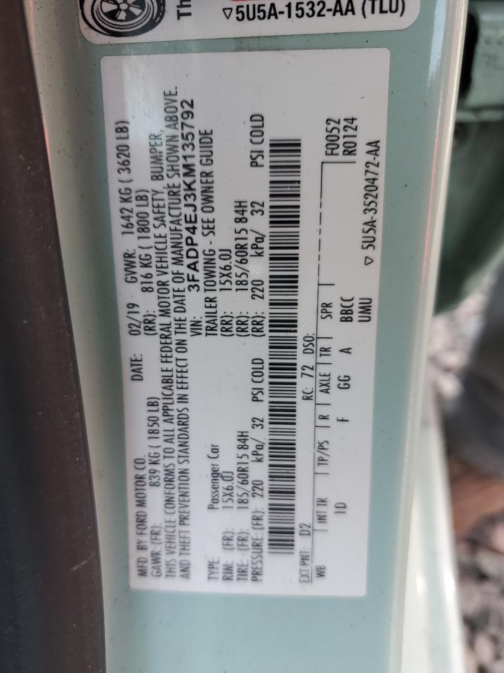 2019 Ford Fiesta Se VIN: 3FADP4EJ3KM135792 Lot: 90497935