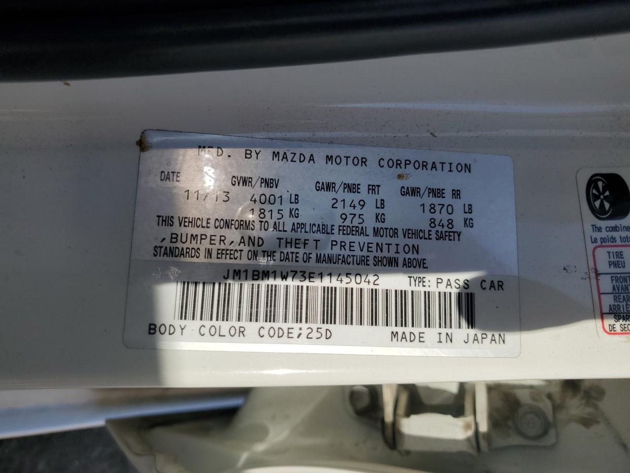 2014 Mazda 3 Grand Touring VIN: JM1BM1W73E1145042 Lot: 84835025